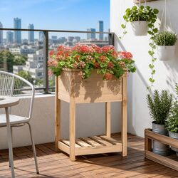 54x54x81cm Wooden Planter with Shelf for Planting