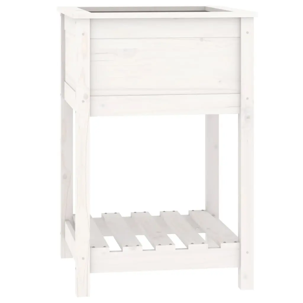 White Wooden Planter with Shelf 54x54x81cm
