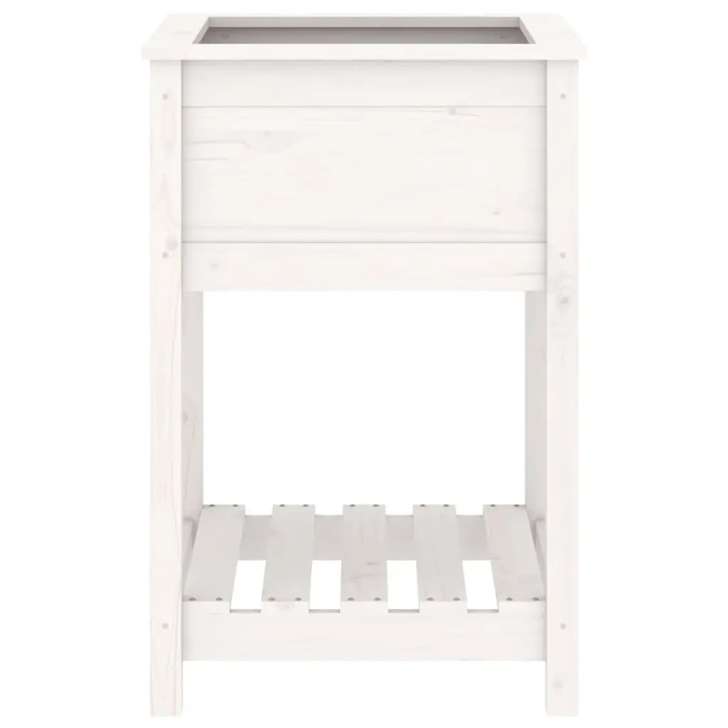 White Wooden Planter with Shelf 54x54x81cm