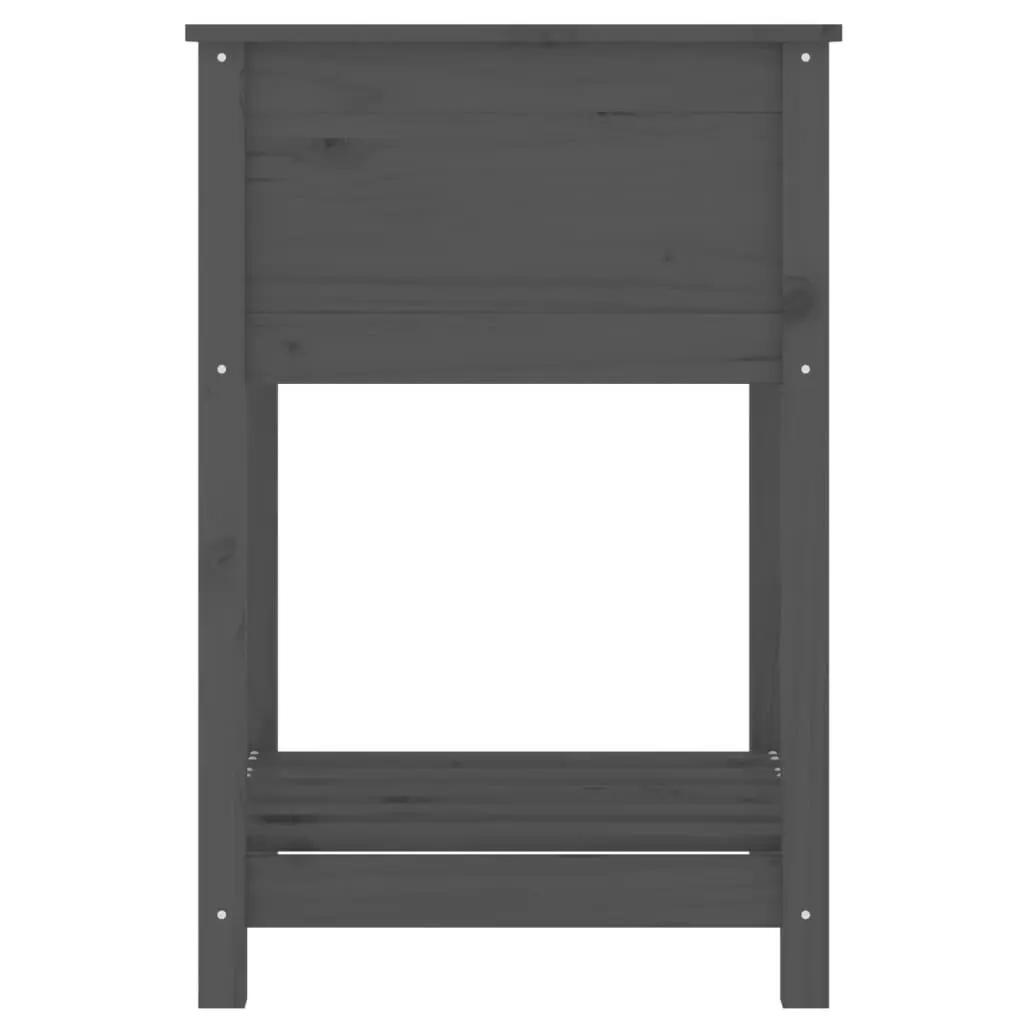 Wooden Planter for Garden Grey Solid Pine with Shelf 54 x 54 x 81 cm