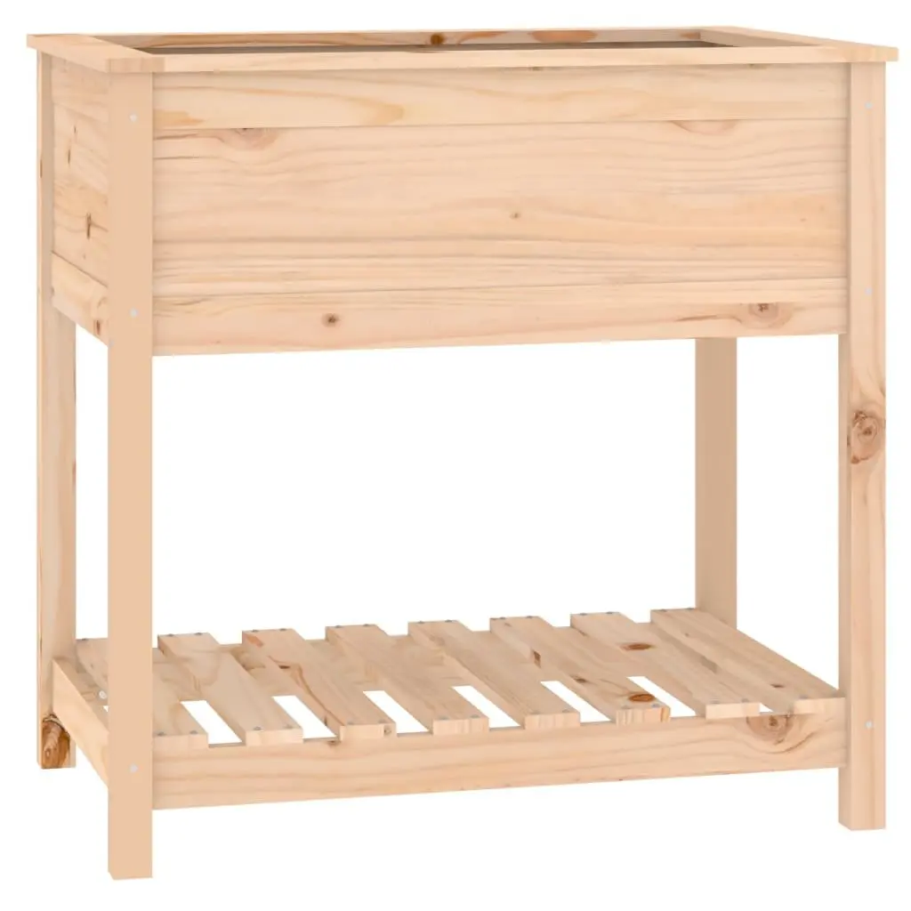 Raised Wooden Planter with Shelf 82.5x54x81 cm Solid Pine Garden Flower Box