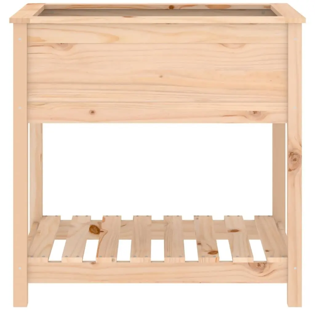 Raised Wooden Planter with Shelf 82.5x54x81 cm Solid Pine Garden Flower Box