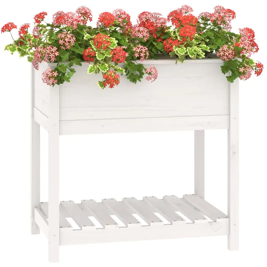 Wooden Planter with Shelf for Garden 82.5 x 54 x 81 cm