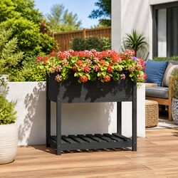Dimensions & Details of Wooden Planter Box with Shelf