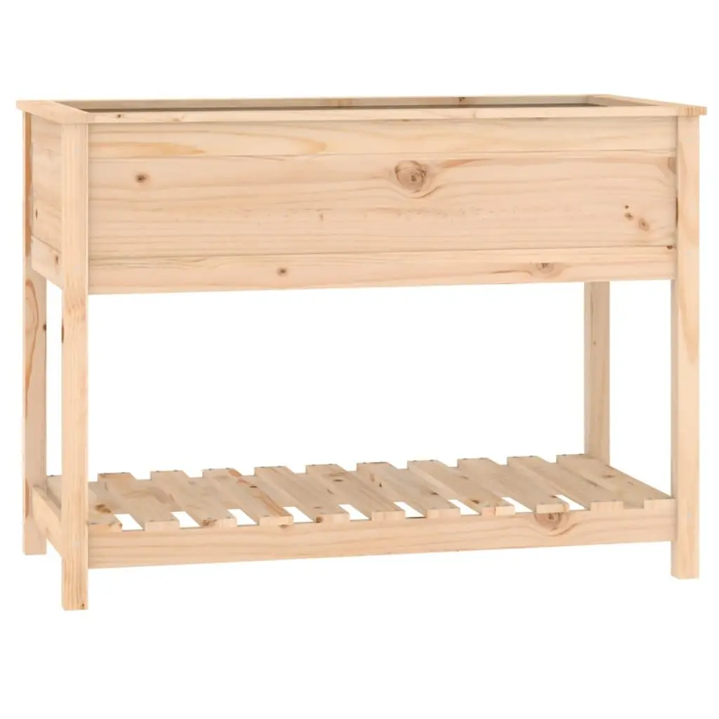 Wooden Planter with Shelf Solid Pine Flower Box Raised Bed Garden Pot Storage