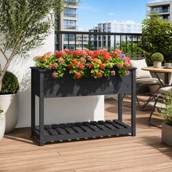 Dimensions and Specs of Wooden Garden Planter with Shelf