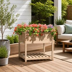 Wooden Planter with Shelf: 82.5x82.5x81 cm Specs