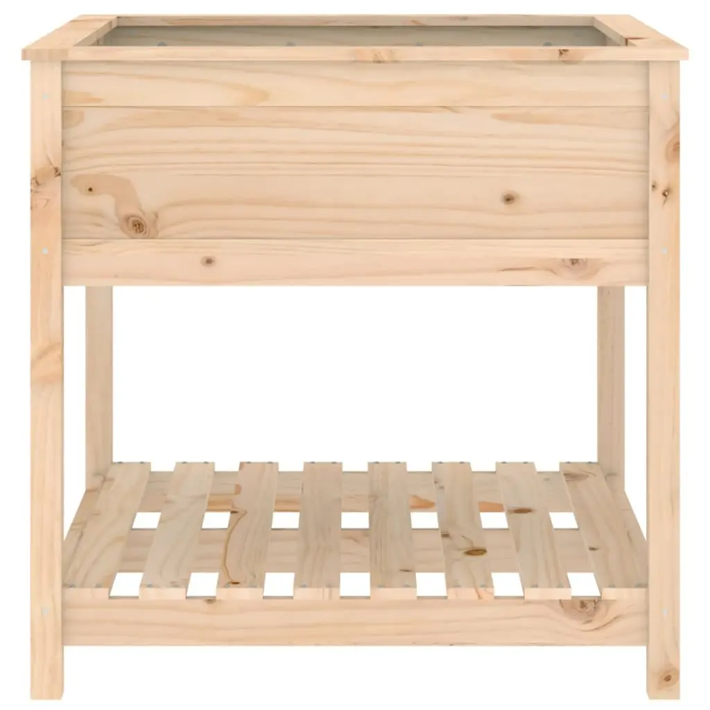 Wooden Planter for Garden 82.5x82.5x81 cm Raised Flower Box with Shelf Brown