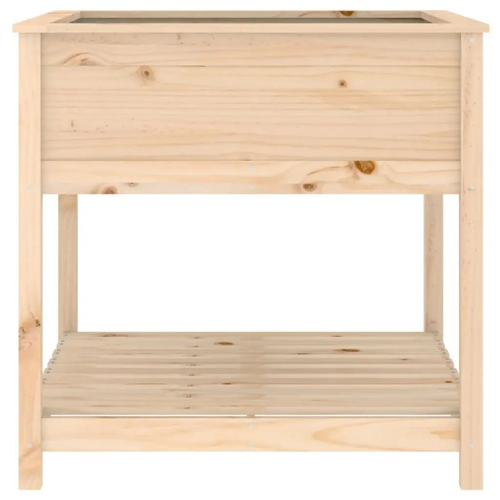 Wooden Planter for Garden 82.5x82.5x81 cm Raised Flower Box with Shelf Brown