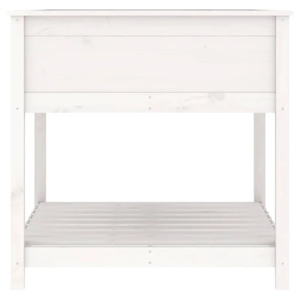 Wooden Planter with Shelf White Raised Garden Flower Box Solid Pine Wood 82.5cm
