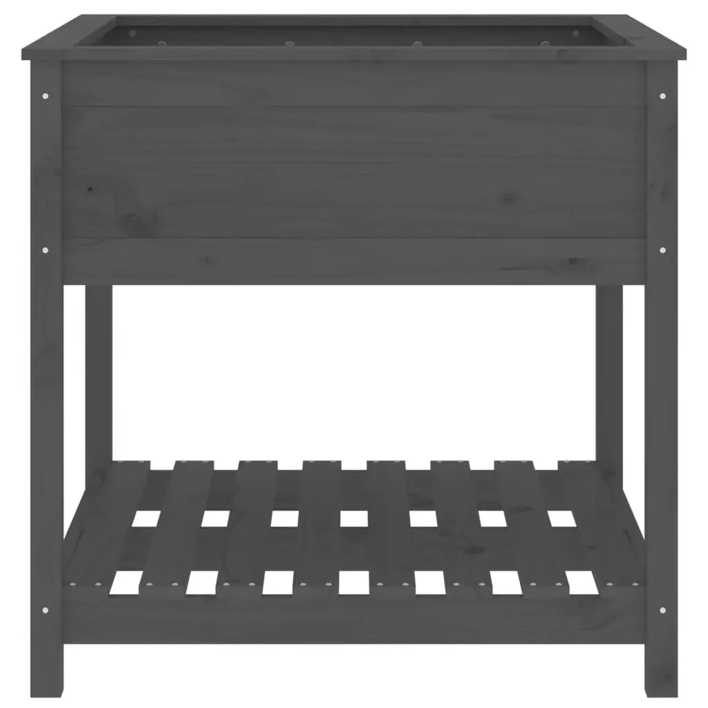 Wooden Garden Planter with Shelf Grey Raised Flower Box 82.5 x 82.5 x 81 cm