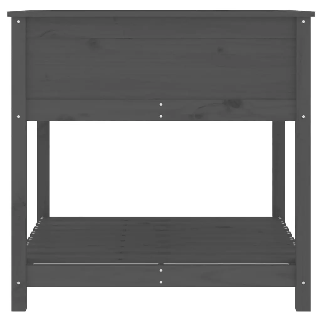 Wooden Garden Planter with Shelf Grey Raised Flower Box 82.5 x 82.5 x 81 cm