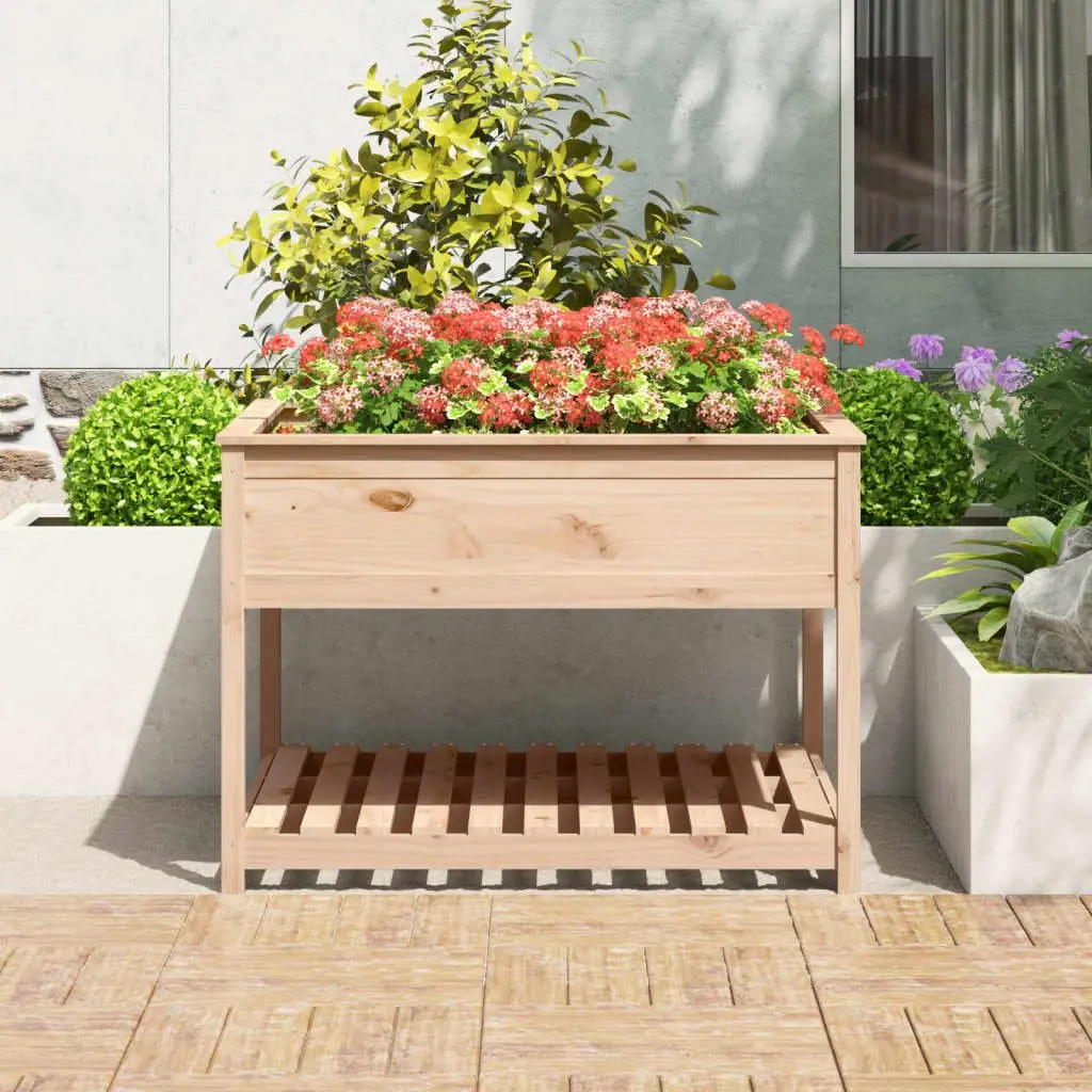 Wooden Planter with Shelf 111.5x111.5x81 cm Solid Pine