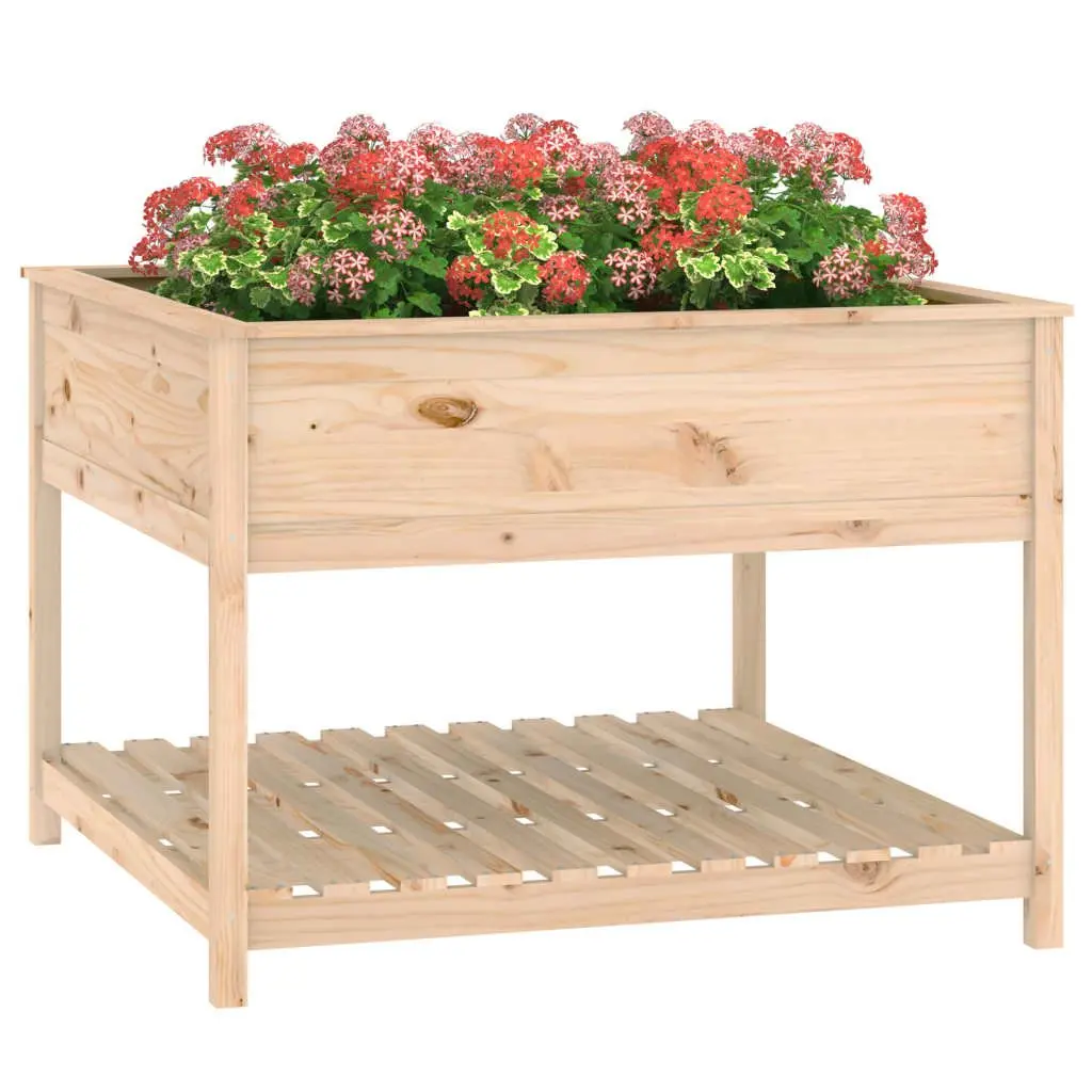 Wooden Planter with Shelf 111.5x111.5x81 cm Solid Pine