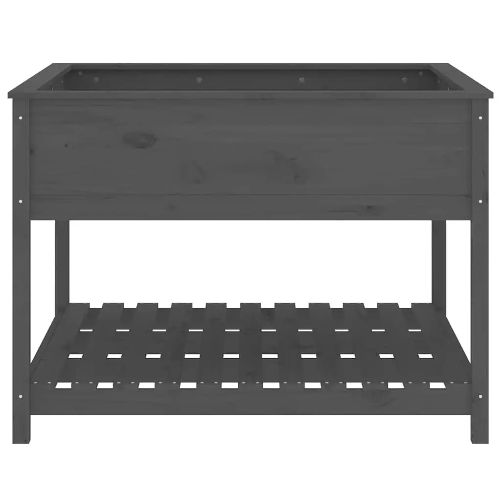 Grey Raised Flower Box Planter with Solid Pine Wood Build