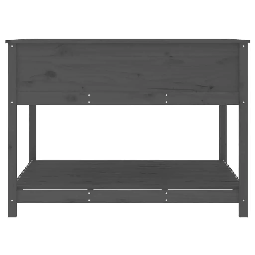 Grey Raised Flower Box Planter with Solid Pine Wood Build