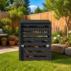 Wooden Composter Bin Garden Waste Recycling Container Large Capacity Grey 63.5cm