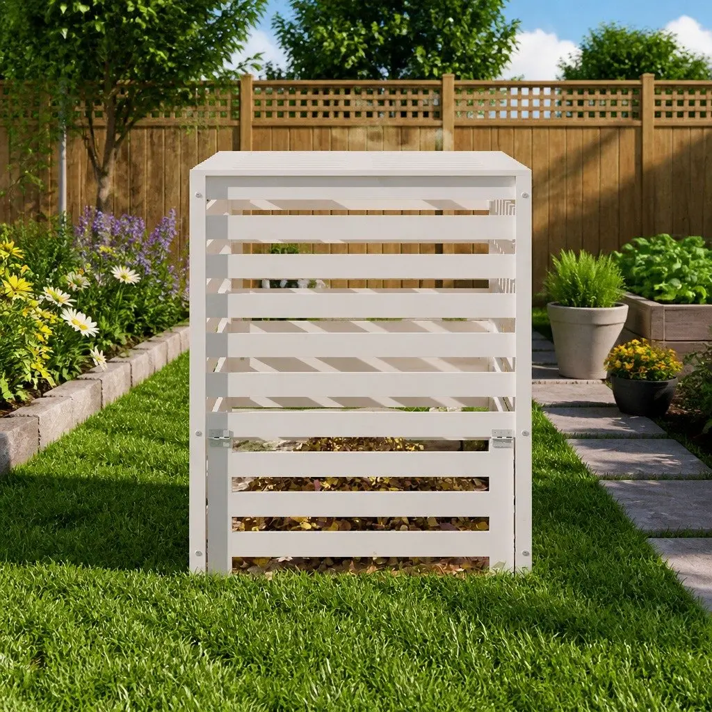 Wooden Composter Bin 82.5x82.5x99.5cm Solid Pine White