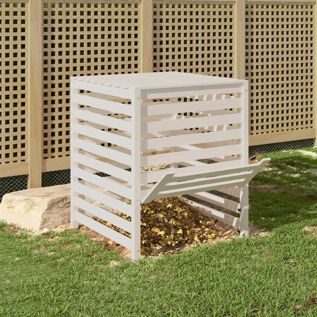 Wooden Composter Bin 82.5x82.5x99.5cm Solid Pine White