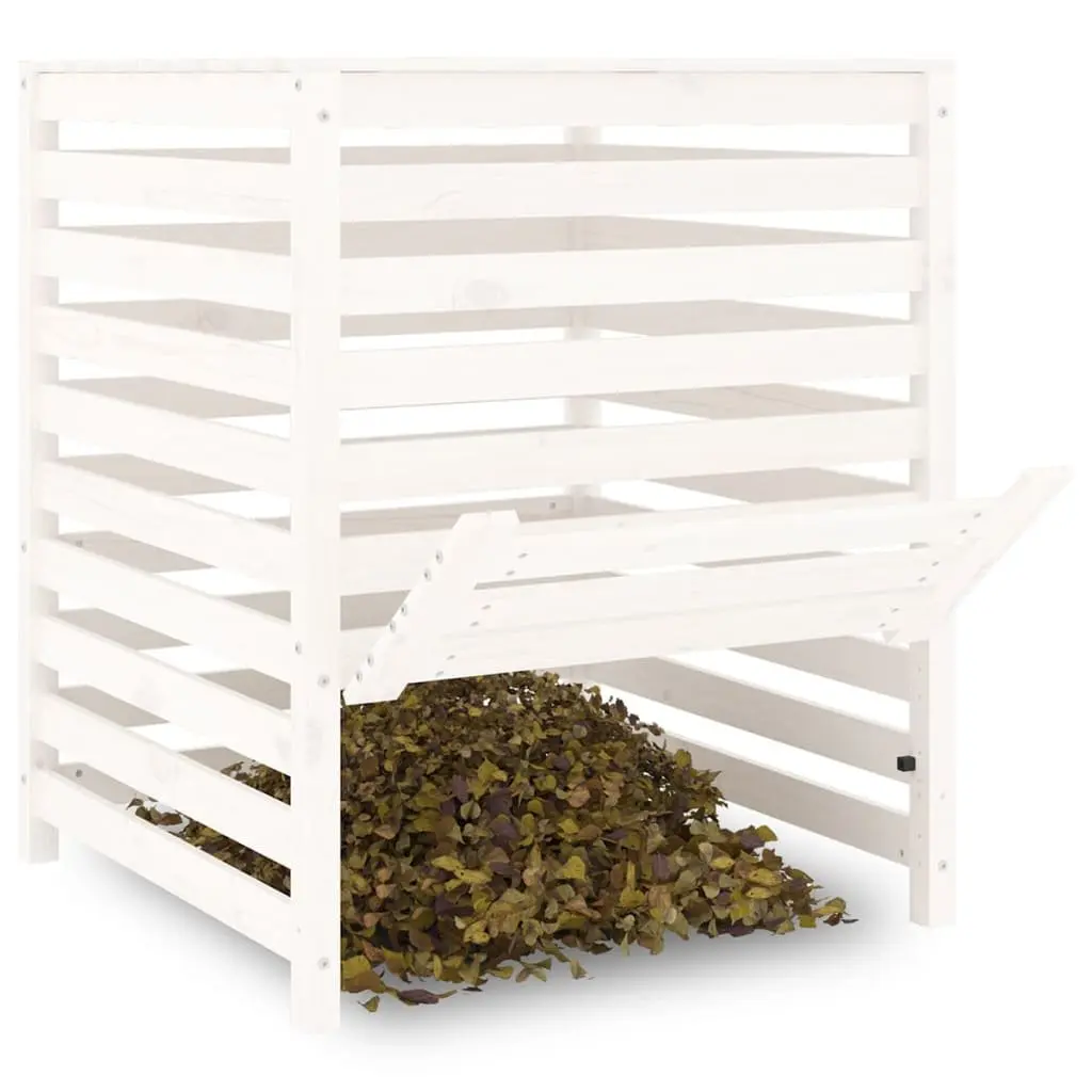 Wooden Composter Bin 82.5x82.5x99.5cm Solid Pine White