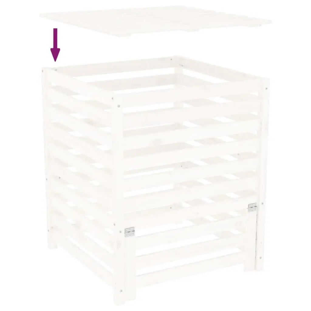 Wooden Composter Bin 82.5x82.5x99.5cm Solid Pine White