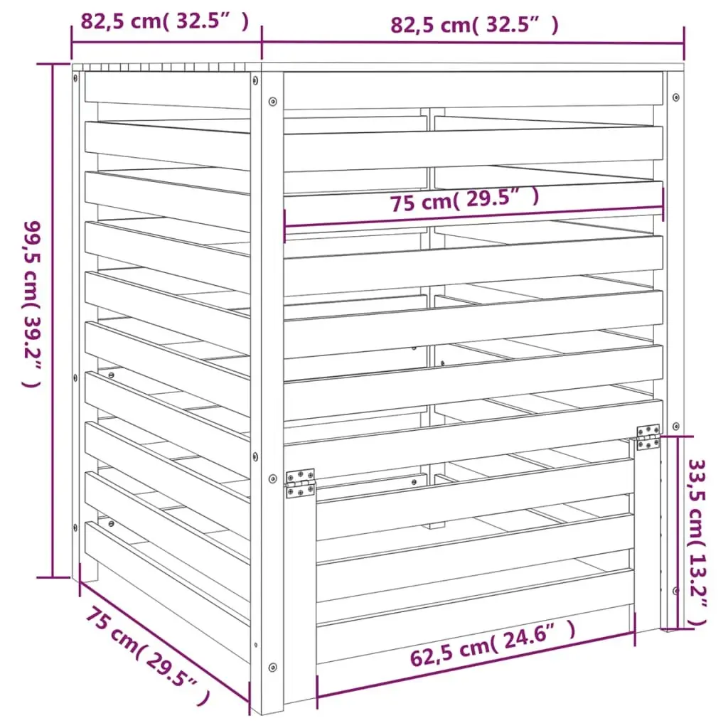 Wooden Composter Bin 82.5x82.5x99.5cm Solid Pine White