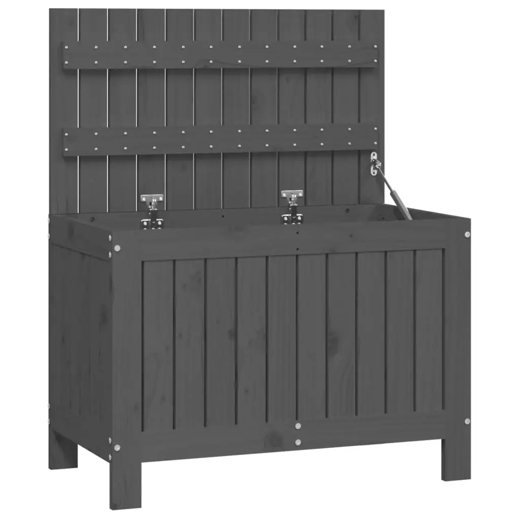 Garden Storage Box Grey Outdoor Solid Pine Wood Container 76 x 42.5 x 54 cm