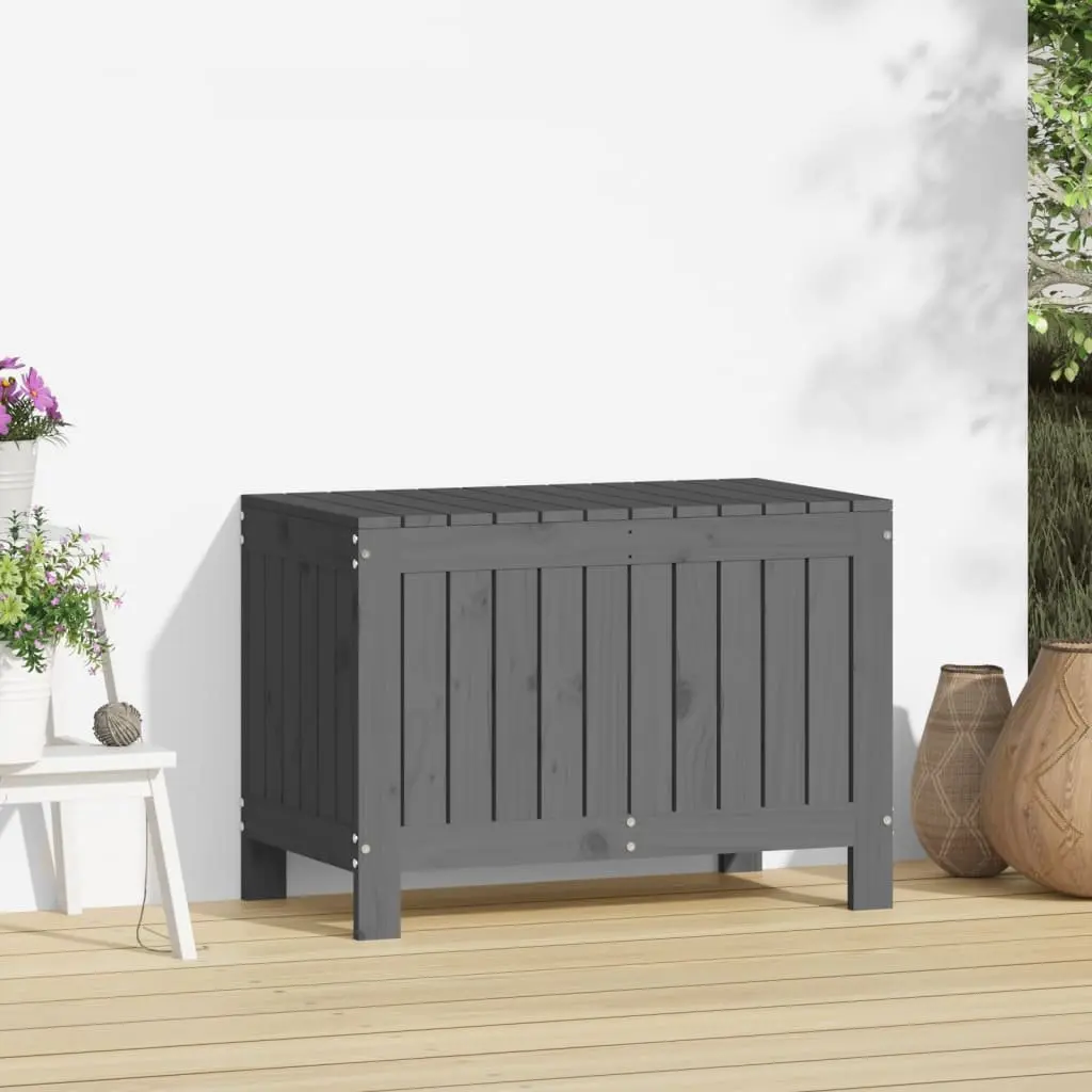 Garden Storage Box Grey Outdoor Solid Pine Wood Container 76 x 42.5 x 54 cm