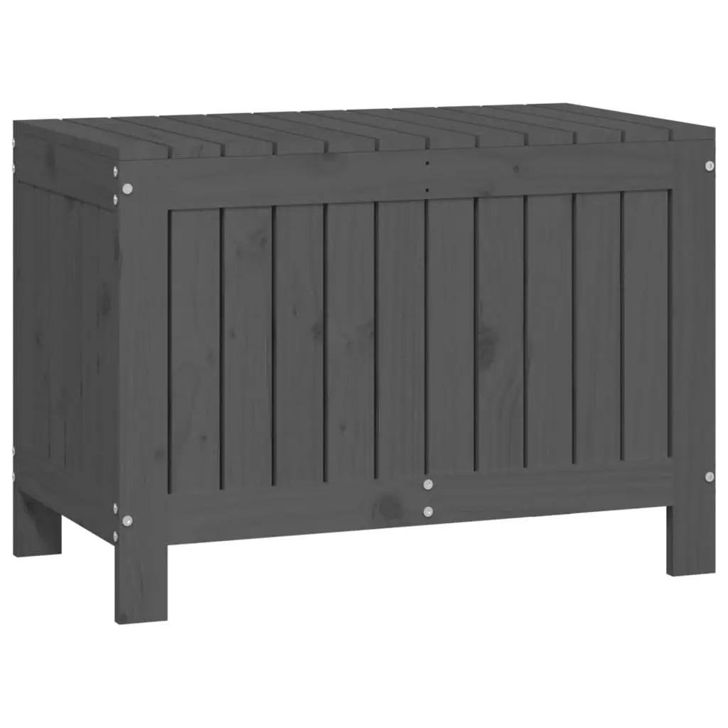 Garden Storage Box Grey Outdoor Solid Pine Wood Container 76 x 42.5 x 54 cm
