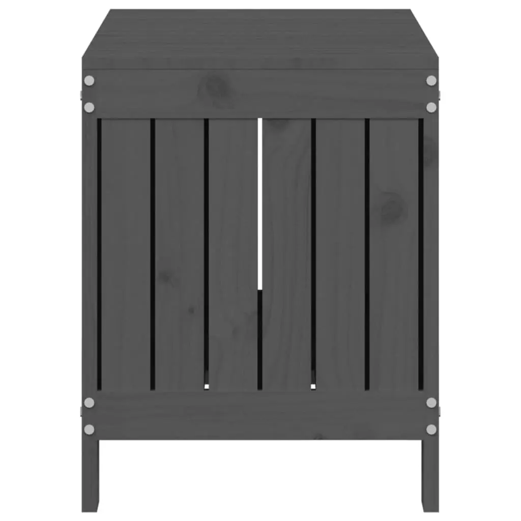 Garden Storage Box Grey Outdoor Solid Pine Wood Container 76 x 42.5 x 54 cm