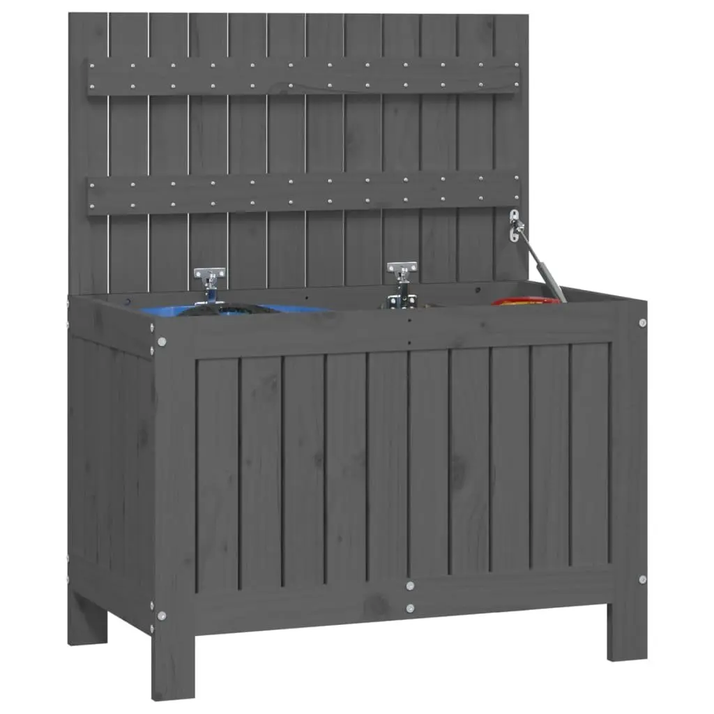 Garden Storage Box Grey Outdoor Solid Pine Wood Container 76 x 42.5 x 54 cm