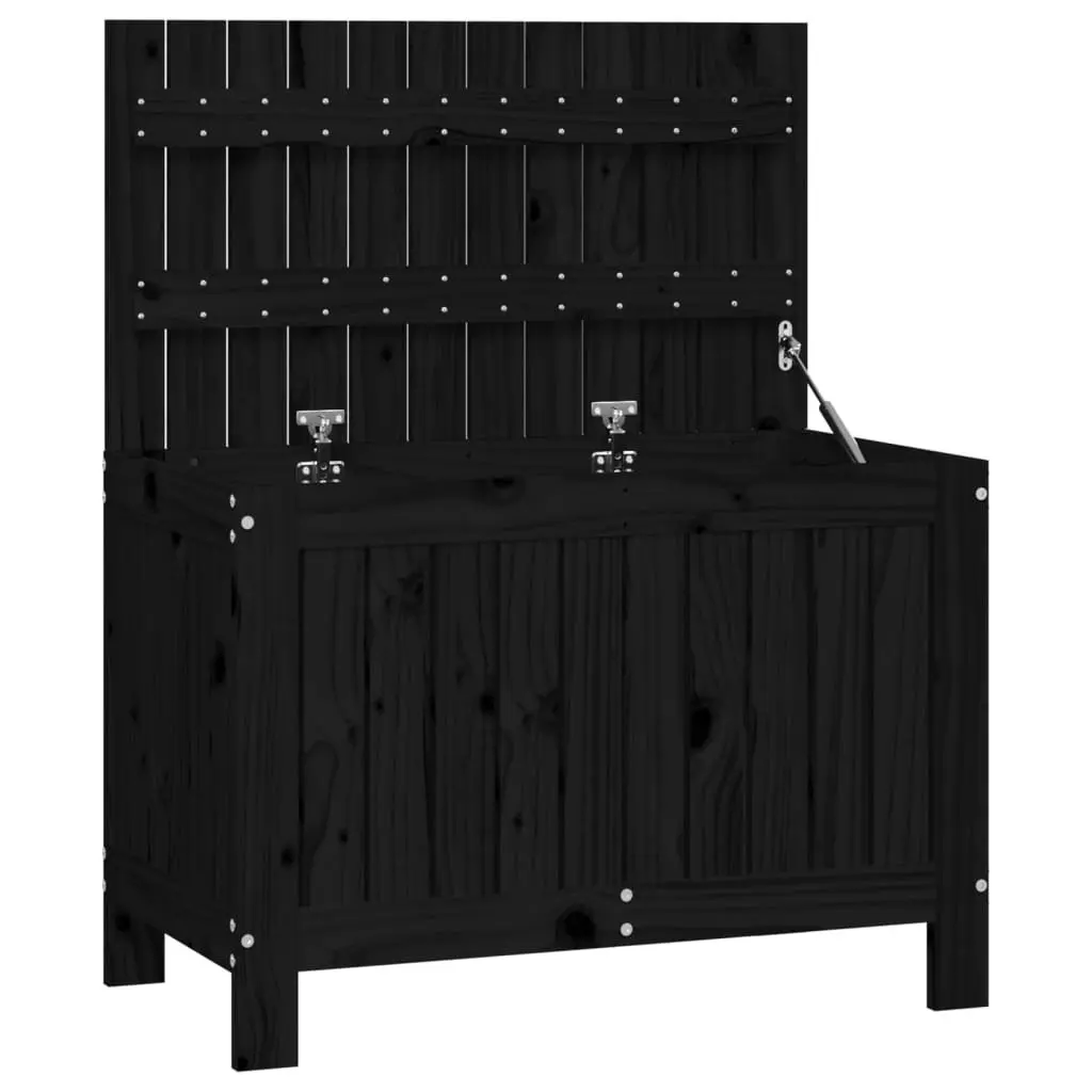 Garden Storage Box Outdoor Use Solid Pine Wood Black 76 x 42.5 x 54 cm
