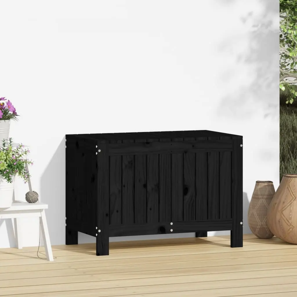 Garden Storage Box Outdoor Use Solid Pine Wood Black 76 x 42.5 x 54 cm