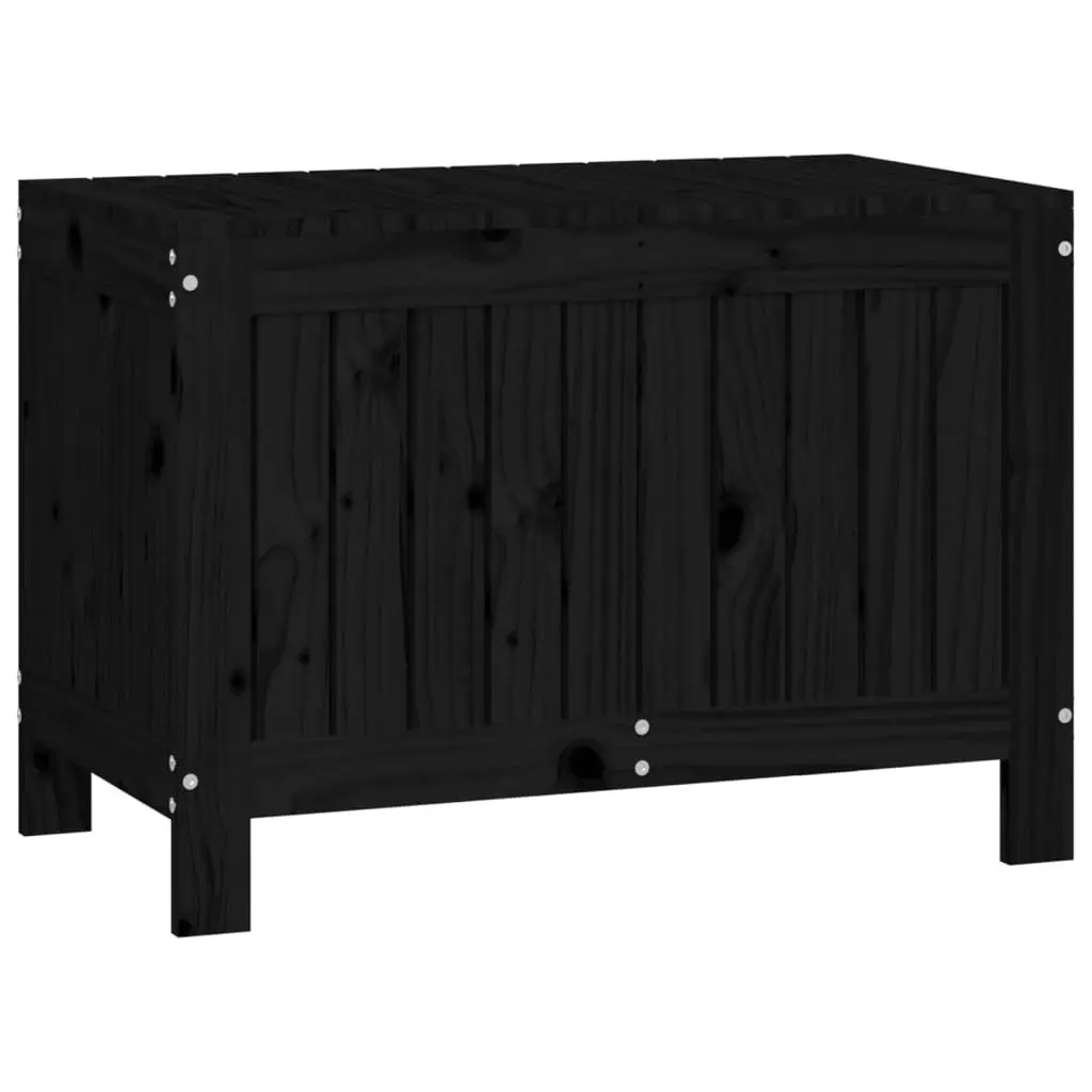 Garden Storage Box Outdoor Use Solid Pine Wood Black 76 x 42.5 x 54 cm