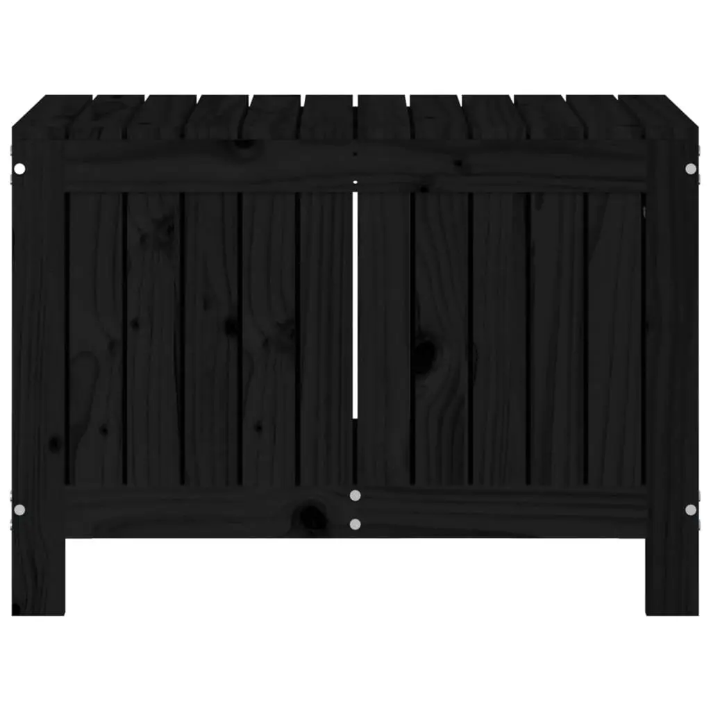 Garden Storage Box Outdoor Use Solid Pine Wood Black 76 x 42.5 x 54 cm