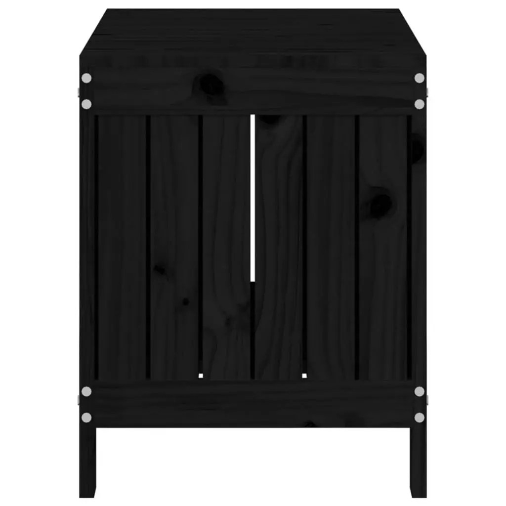 Garden Storage Box Outdoor Use Solid Pine Wood Black 76 x 42.5 x 54 cm
