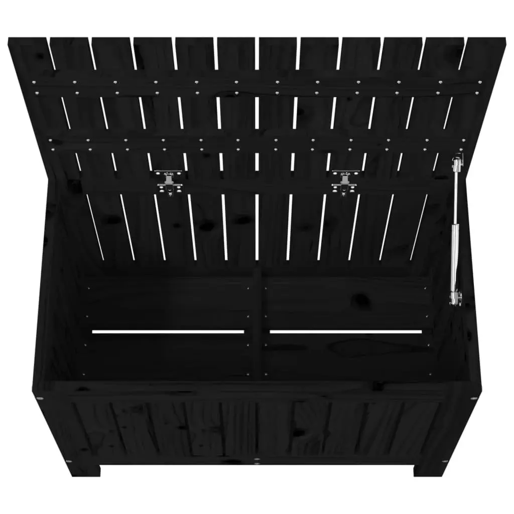 Garden Storage Box Outdoor Use Solid Pine Wood Black 76 x 42.5 x 54 cm
