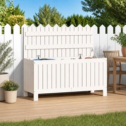 Outdoor Storage Box White 108L x 42.5W x 54H cm Pine