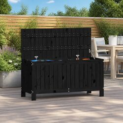 108x42.5x54cm Garden Storage Box in Black Solid Pine Wood