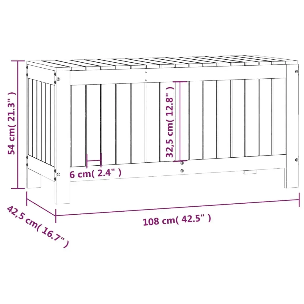 Garden Storage Box Outdoor 108x42.5x54cm Solid Pine Wood