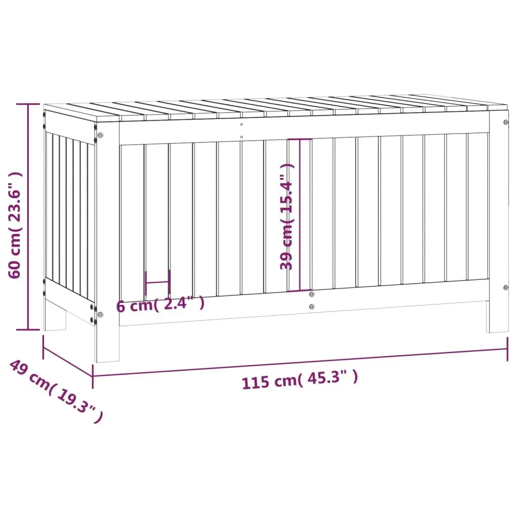 Garden Storage Box Grey 115x49x60 cm Solid Wood Pine Outdoor Deck Patio Tool