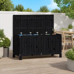 Black Wooden Storage Box for Outdoor Essentials with Gas Lift Lid