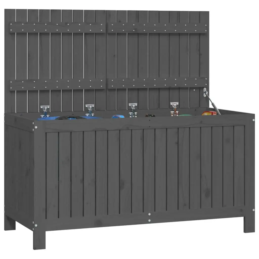 Garden Storage Box Grey Outdoor Wooden Solid Pine Wood Deck Tool Shed Furniture