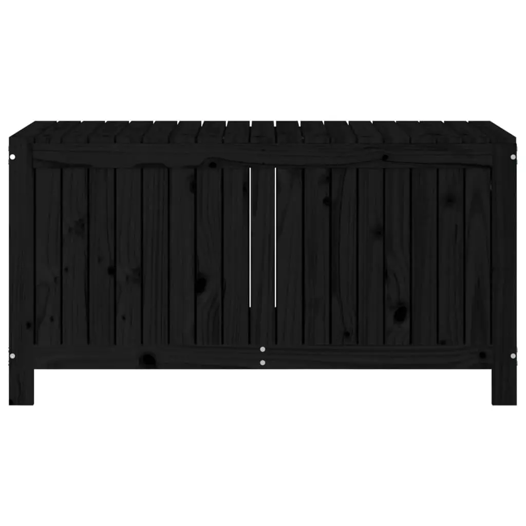 Garden Storage Box Outdoor Solid Pine Hydraulic Lid Black 121 x 55 x 64 cm