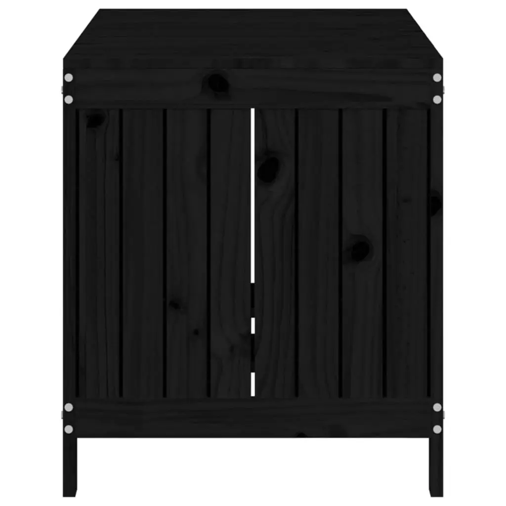 Garden Storage Box Outdoor Solid Pine Hydraulic Lid Black 121 x 55 x 64 cm