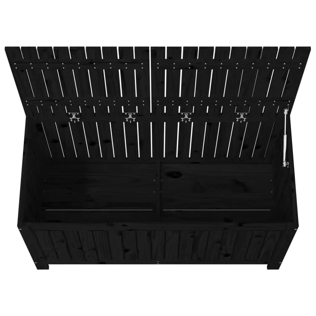 Garden Storage Box Outdoor Solid Pine Hydraulic Lid Black 121 x 55 x 64 cm