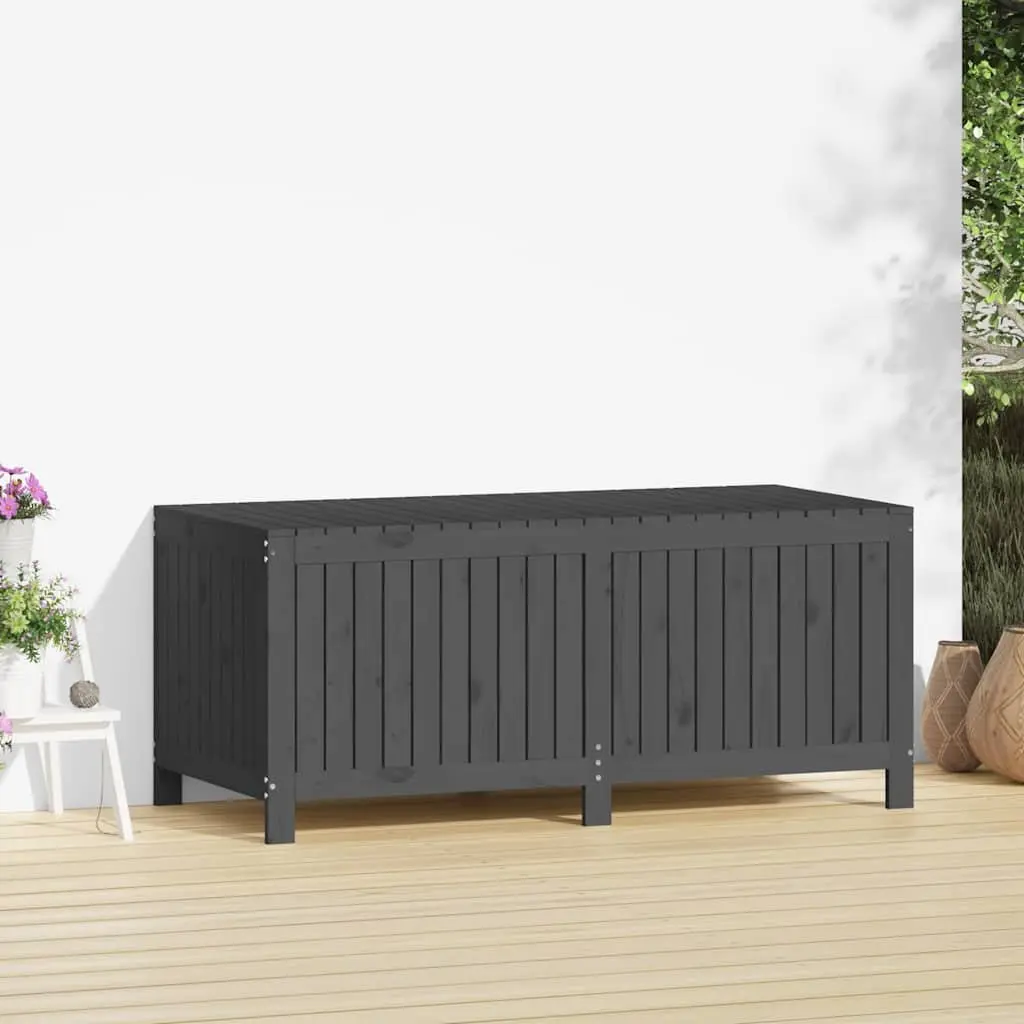 Garden Storage Box Grey Solid Wood Pine Outdoor Deck Patio Furniture Organizer
