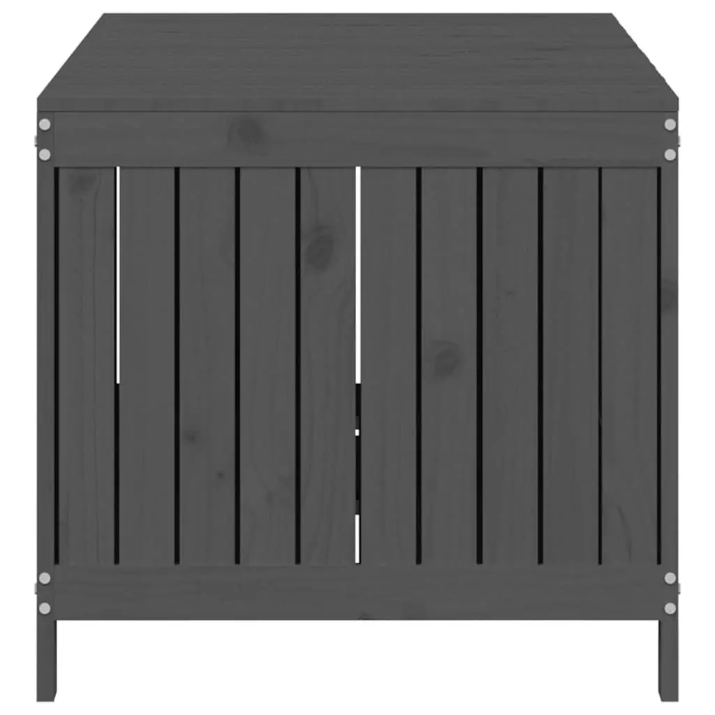 Garden Storage Box Grey Solid Wood Pine Outdoor Deck Patio Furniture Organizer