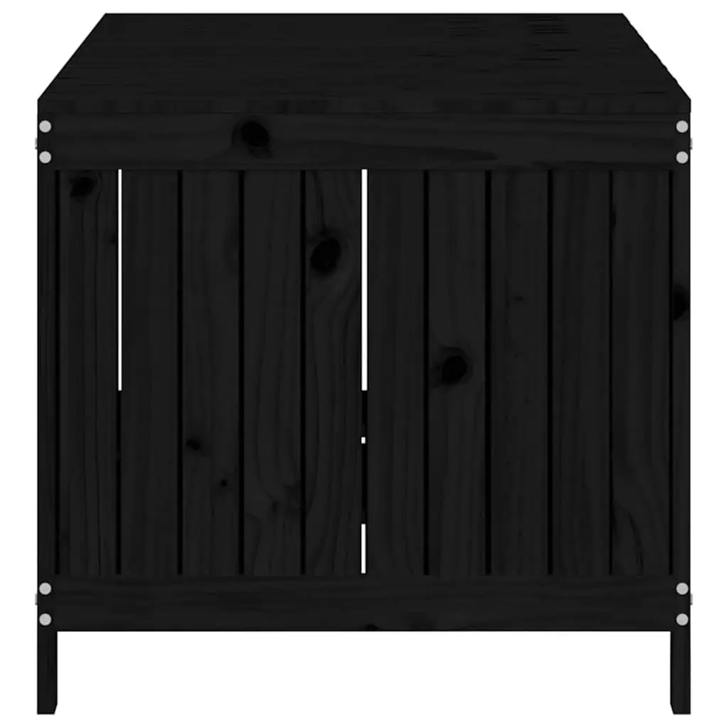 Garden Storage Box Black Wooden Outdoor Deck Tool Equipment Organizer Bench Seat