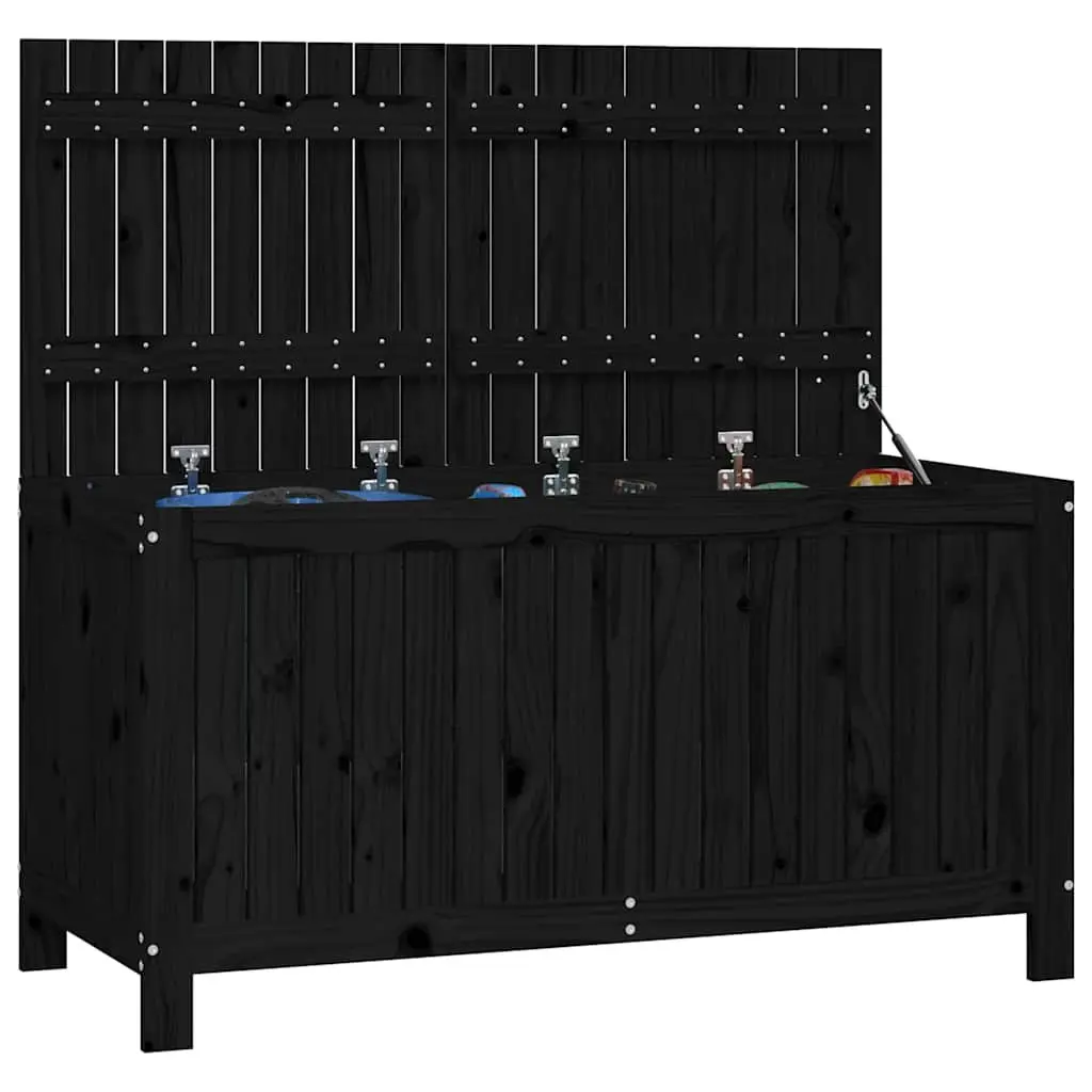 Garden Storage Box Black Wooden Outdoor Deck Tool Equipment Organizer Bench Seat
